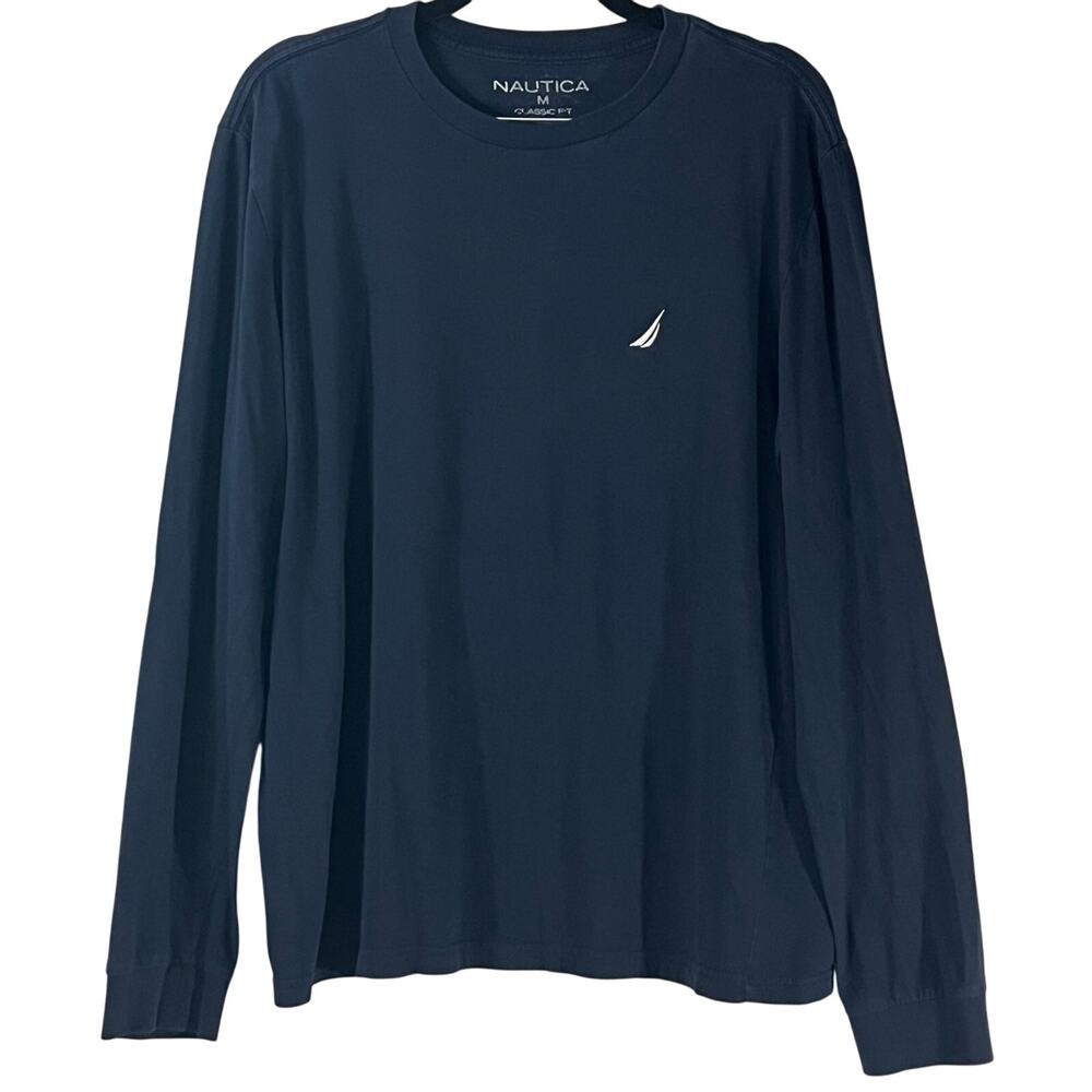 Nautica Classic Fit Navy Blue Crewneck Long Sleeve Tee Men’s Medium